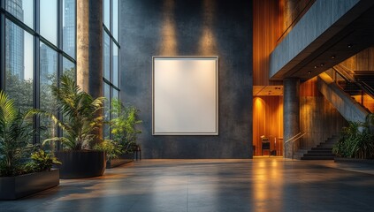 Modern Lobby Interior with a Blank Canvas
