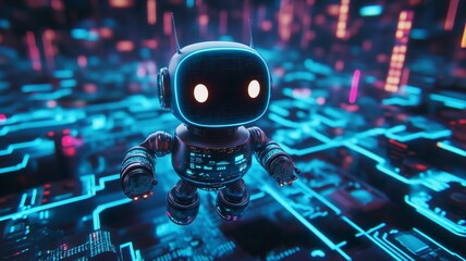 Robot Assistant close up face portrait. New technology