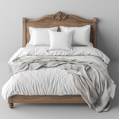 Obraz premium Classic bed with pillow and throw created with generated ai