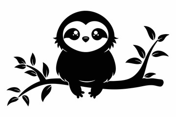 Fototapeta premium sloth vector silhouette, Sloth sleeping on a tree branch, sloth sleeping, t-shirt design, vector Illustration