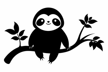 sloth vector silhouette, Sloth sleeping on a tree branch, sloth sleeping, t-shirt design, vector Illustration