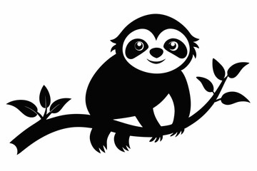 sloth vector silhouette, Sloth sleeping on a tree branch, sloth sleeping, t-shirt design, vector Illustration