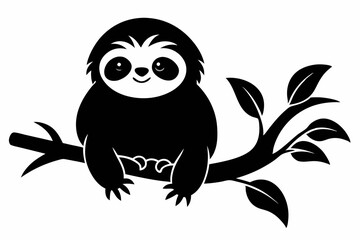 sloth vector silhouette, Sloth sleeping on a tree branch, sloth sleeping, t-shirt design, vector Illustration