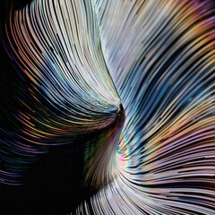 Black and white image featuring a vibrant, wavy line contrasting against a monochrome background