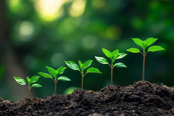 Small plants in the form of a Staircase. A metaphor for personal growth