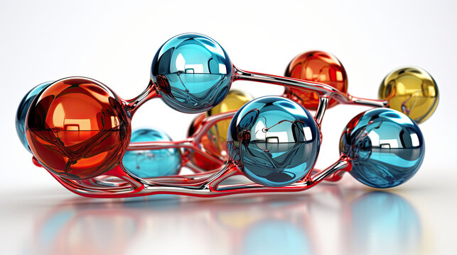 Molecular structure with interconnected hexagons and spheres, science concept