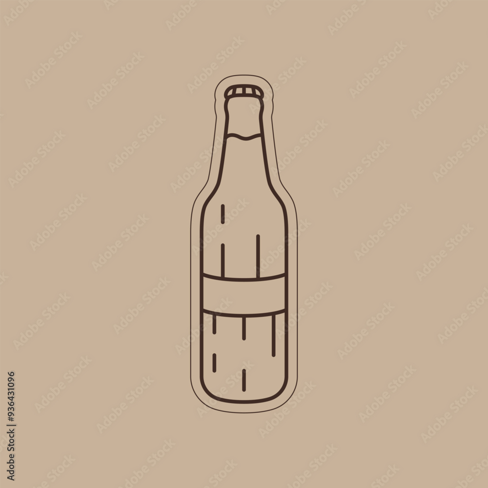 Poster linear bottle vector. glass bottle outline vector sticker. beverage container vector icon. stylish b