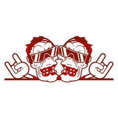 2 Zombies Music DJ Horror Halloween Monster Friends Team Crew Frightening Headphone Sunglasses Party Night Dancing Clubber Raver Comic Humor Cartoon Cool Sound Disco Club Festival Band Concert Love