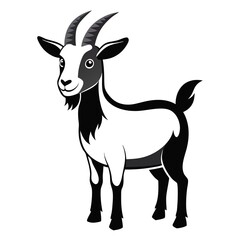 Fototapeta premium Black and white Goat, solid white color background Generated by AI.