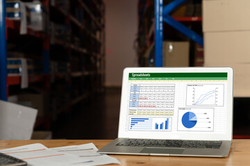 Spreadsheet document information financial startup concept. data and graphs in spreadsheet documents for online analysis project dashboard accounting digital snugly