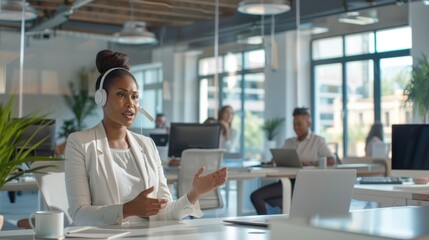 The businesswoman with headset