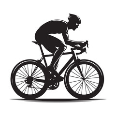 Obraz premium Cycling Theme, Vector Silhouette Of Road Cyclist Vector Silhouetted White Background