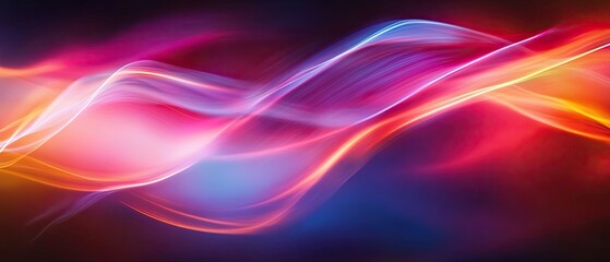 Naklejka premium Ethereal abstract light play showcasing cascading beams of light in a harmonious interplay of colors and shapes creating a surreal scene