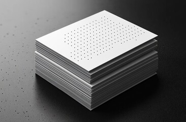 Stack of White Business Cards with Dotted Pattern