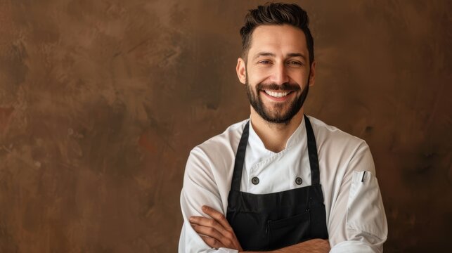 The smiling chef in white