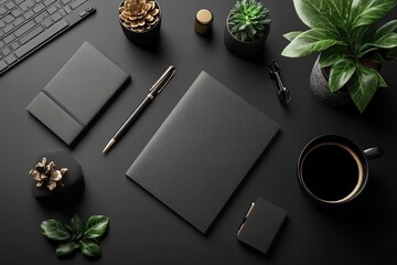 Black and Gold Minimalist Desk Setup