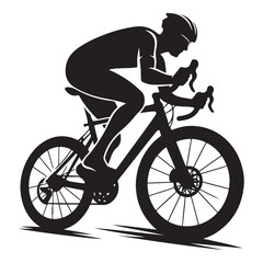 Naklejka premium Cycling Theme, Vector Silhouette Of Road Cyclist Vector Silhouetted White Background