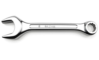Chrome Wrench Tool Isolated on White Background.