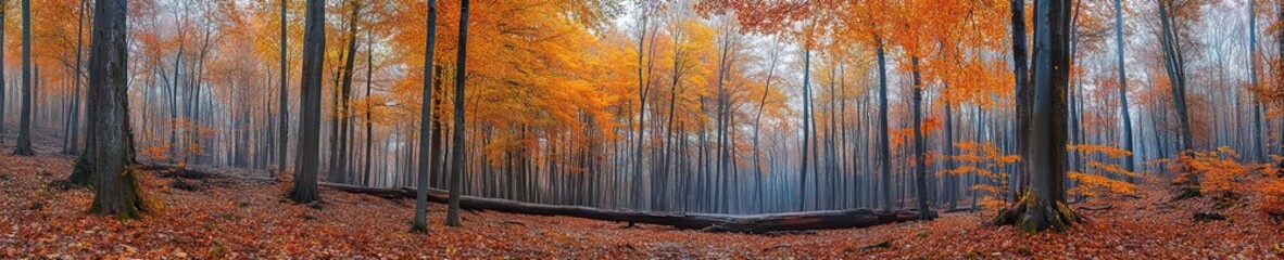 colorful autumn forest landscape panoramic