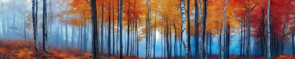 Obraz premium colorful autumn forest landscape panoramic