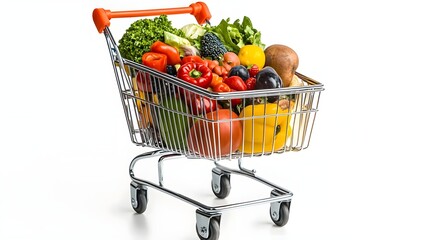 Shopping Cart Full of Fresh Produce.