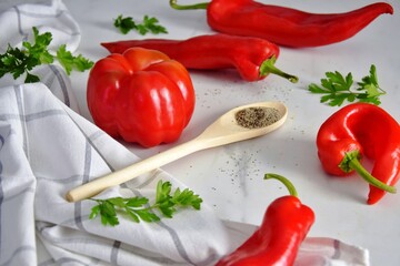 Red pepper and parsley. Vitamins.