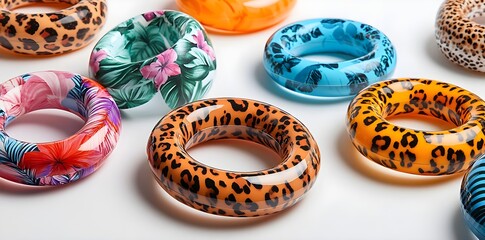 Fototapeta premium Colorful patterned hair scrunchies.