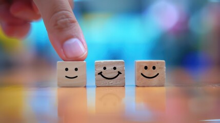 The wooden smiley faces