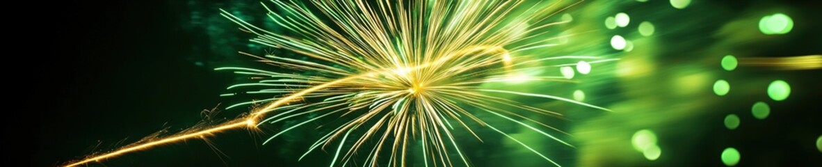 green fireworks abstract banner concept
