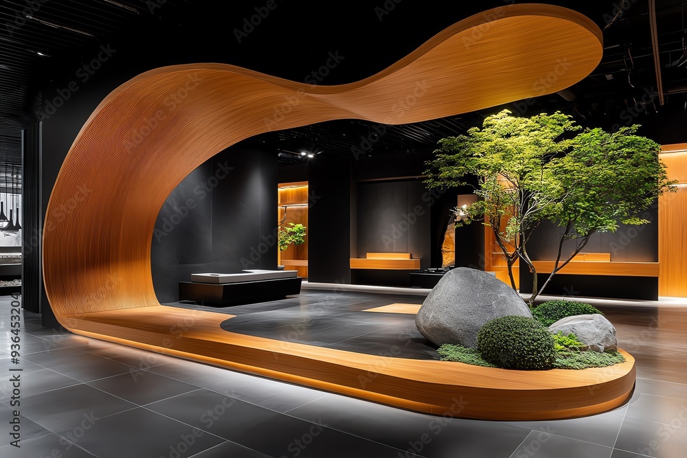 Poster A spa designed with a minimalist aesthetic, featuring clean lines, natural materials, and a focus on simplicity and tranquility