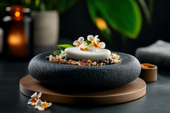 A spa treatment menu displayed in an elegant, sophisticated way, with descriptions of massages, facials, and other wellness services