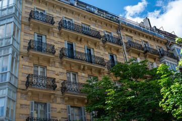 Old downtown of famous San Sebastian or Donostia city, touristic destination in Basque Country, north of Spain