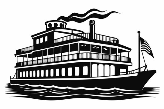 recommend clip art: riverboat silhouette vector illustration