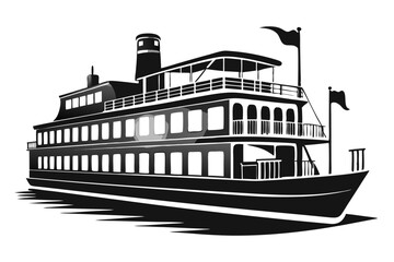 riverboat silhouette vector illustration