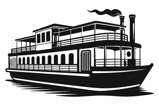 recommend clip art: riverboat silhouette vector illustration