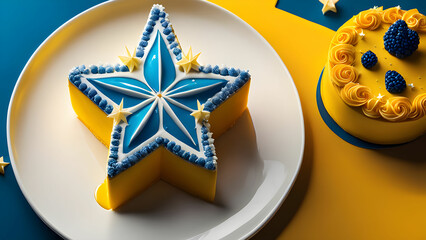Closeup of smooth cake in the shape of star 