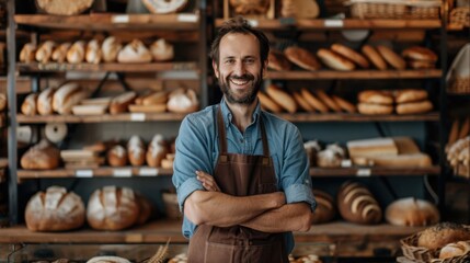 The smiling bakery owner