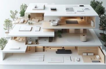 Modern House Model Cut-Away