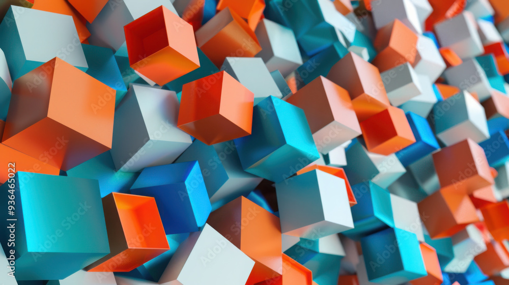 Aufkleber abstract 3d rendering of geometric shapes. composition with squares. cube design. modern background 