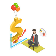 3D Isometric Flat  Illustration of Passive Income And Financial Freedom. Item 1