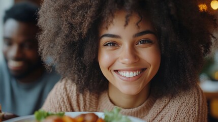 Naklejka premium Friends enjoying brunch together at a cozy cafe with fresh food and drinks