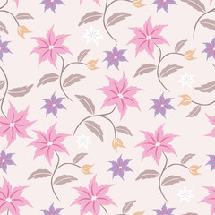 seamless vintage flower pattern on navy background