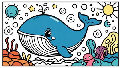 Obraz premium Coloring page, whale design