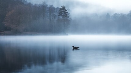 quiet landscape, lake, stacked stones, keep calm, minimalism, copy and text space, 16:9