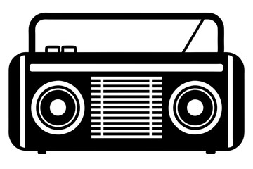 A vector silhouette of an old-fashioned radio on a white background