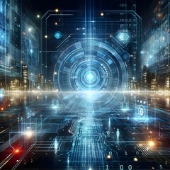 Obraz premium Digital backdrop for data, AI, technology, audio, graphics, and other fields, holo abstract 3d shapes.