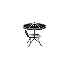 Table with chair icon vector. Trendy flat table with chair icon from furniture collection isolated on white background.