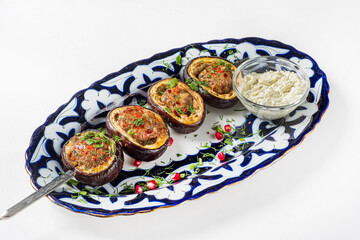 grilled aubergine stuffed meat balls