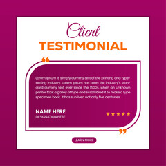 Simple color-full customer feedback testimonial or best new client review quotation card element design.