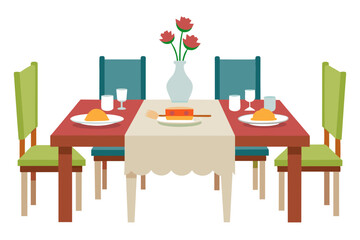 Dining table vector art illustration 